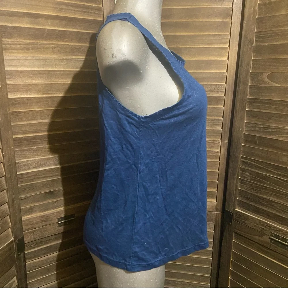 WRAP London Tank Top Cami 100% Linen Size 8 Medium Coastal Blue Elevated Basics - Picture 5 of 8